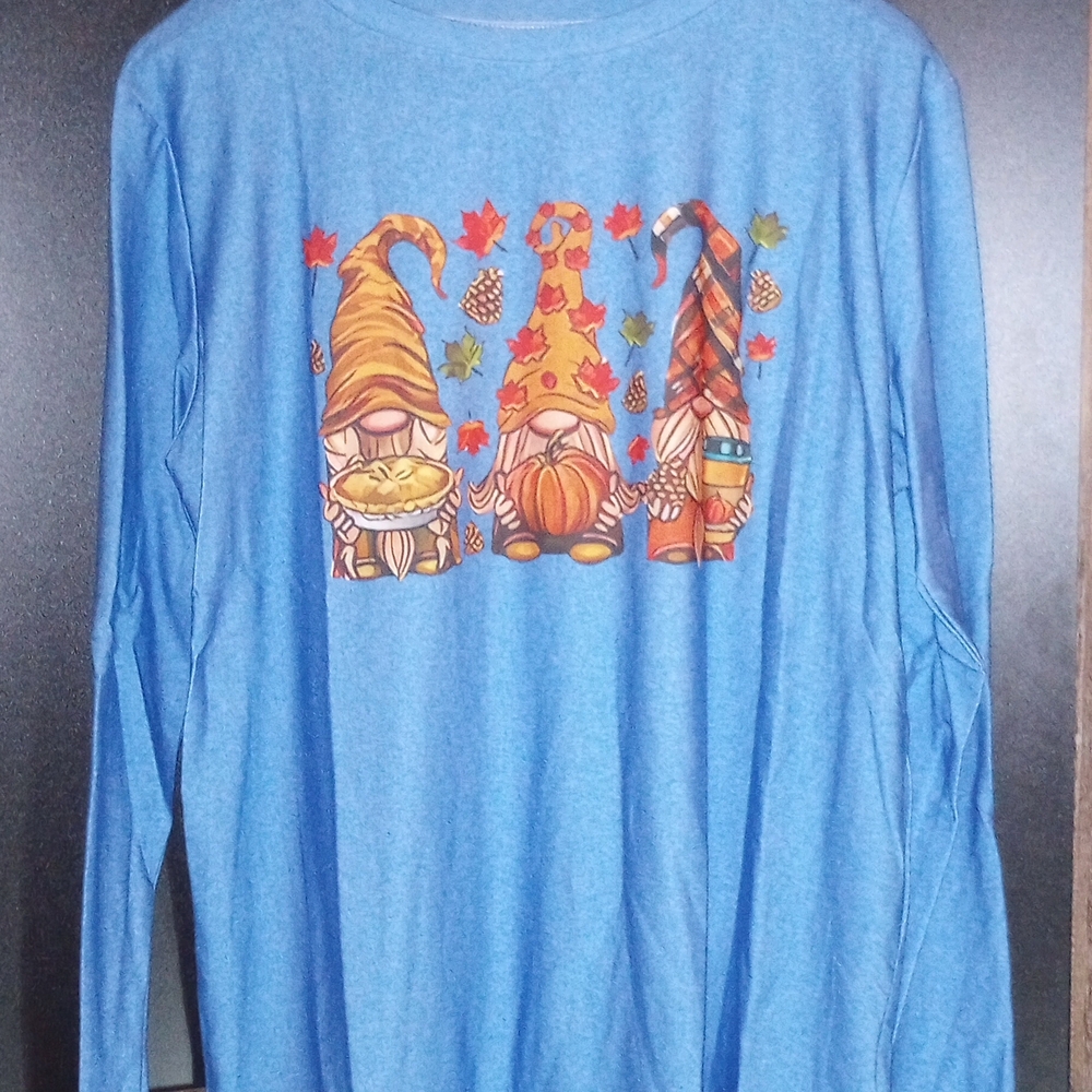 Blue Gnome Print Kids Shirt